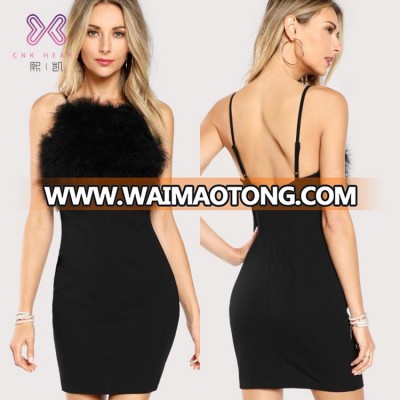 fashion Black Sleeveless Cami Dress Women Sexy Party Mini Backless Dresses