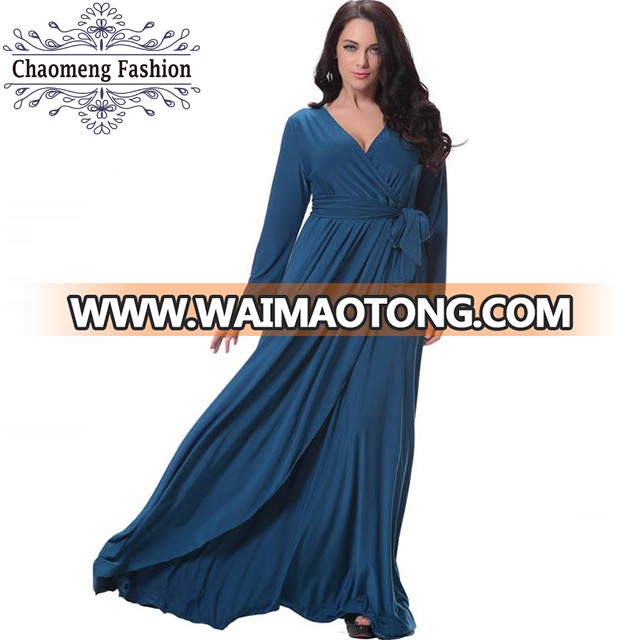 6007# High Quality Elegant Women V-neck Plus Size Maxi Dresses Long Sleeve Evening Party Sexy Dress 5XL 6XL Vestido